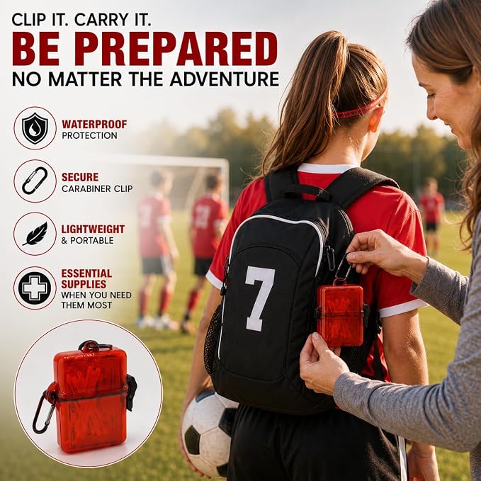 First Aid Kit for Car, Travel, Camping, Sports, Compact, Waterproof, Essential Protection