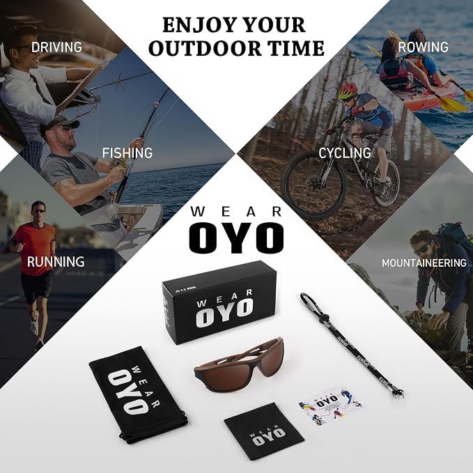 WEAROYO Polarized Sports Sunglasses for Men Women,Fishing Driving Rectangular Goggles UV400 Protection