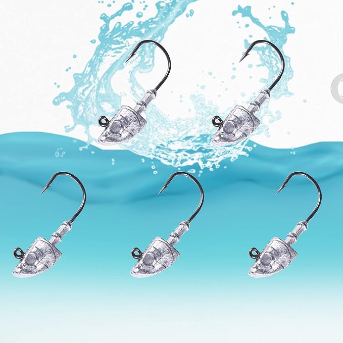Swimbait Jig Head Saltwater Flats Jig Head Bait Spin Head Jigs Realistic Fish Head Jig Heads 3 Pack (2oz jig Head (3 Pcs))
