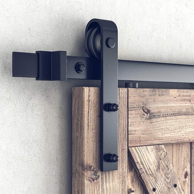 SMARTSTANDARD 13 FT Double Barn Door Hardware Kit, Sliding Door Track-Smoothly and Quietly -Includes Detailed Installation Fit 36"-40" Wide Door Panel(J Shape Hanger) Black