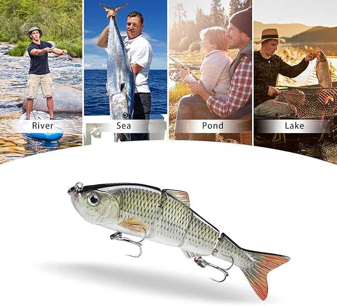 TRUSCEND Swimmax Easy Catch Fishing Lures with BKK Hooks, Wiggling, Vibrating, Rattling and Gurgling for More Bites, Heavy-Duty Dyneema Fiber Jointed Swimbaits for Bass, Trout, Crappie, Walleye, Pike