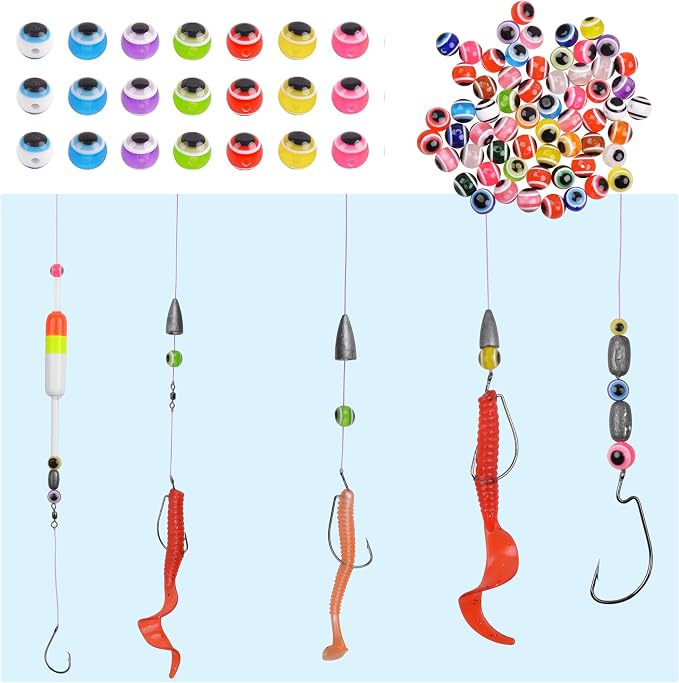 Fishing Beads Assortment Kit Hard Plastic Fishing Line Beads Bait Eggs for Texas Carolina Rigs Fish Rigs DIY Kit, 5mm 300pcs