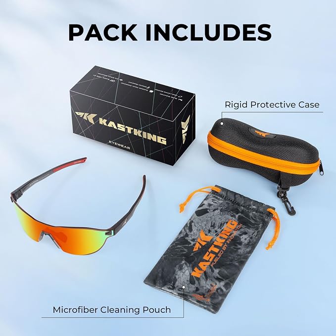 KastKing Nizini Polarized Sports Fishing Sunglasses, With PuriVex Protective Lens Coating, Rimless Wrap Design, Men Women