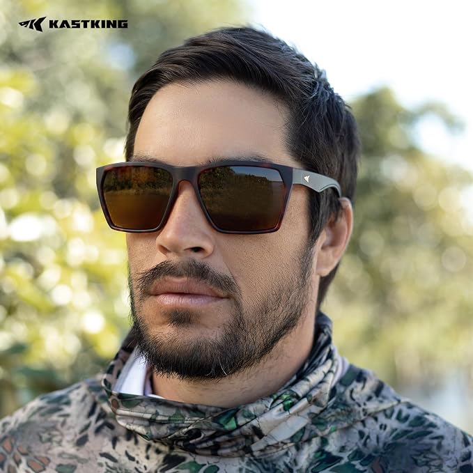 KastKing Beartrap Polarized Sports Fishing Sunglasses, With PuriVex Protective Lens Coating, Square Frame Design, Men Women