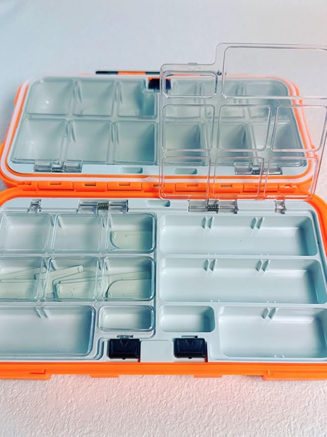 Waterproof Fishing Tackle Box, Floating Storage, Double-Sided Lure Box with Adjustable Dividers, Jewelry Organizer Making Kit Container for Earring Tool, Hook Beads Storage.