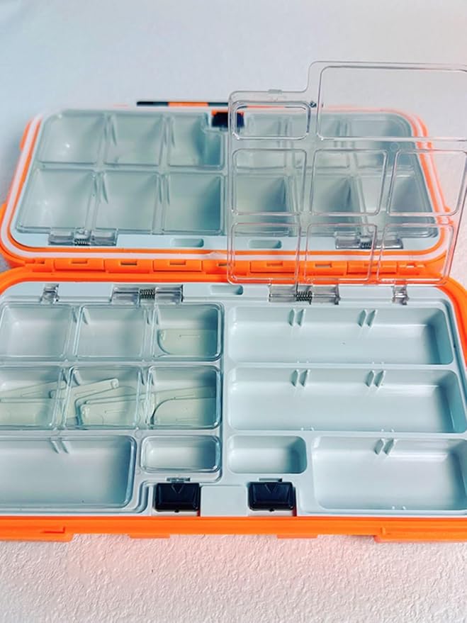 Waterproof Fishing Tackle Box, Floating Storage, Double-Sided Lure Box with Adjustable Dividers, Jewelry Organizer Making Kit Container for Earring Tool, Hook Beads Storage.