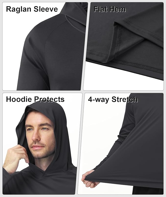 ZITY 5 Pack Mens UPF 50+ Hoodie Shirts Sun Protection Fishing Shirt Fast Dry Lightweight for Athletic Hiking Workout