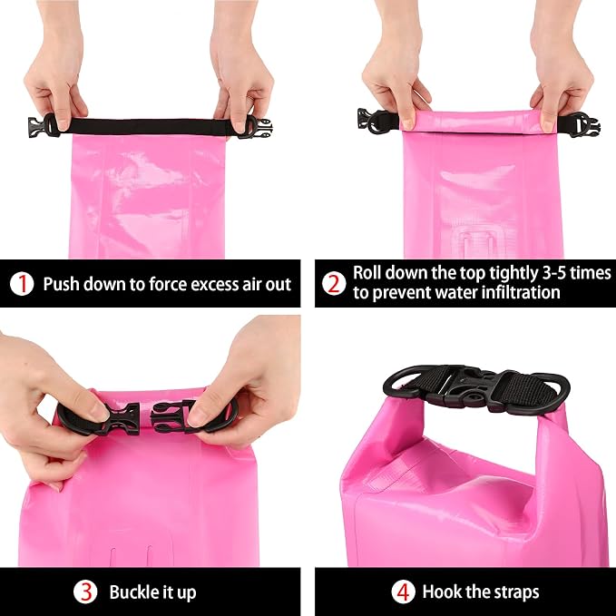 Boat First Aid Kit Waterproof, WELL-STRONG Marine Emergency Kit with Roll Top Dry Bag for Boating Fishing Kayaking – Water-Resistant Contents for Camping & Beach(Pink)