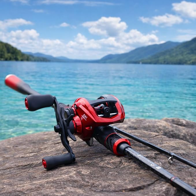 Sougayilang Baitcasting Combo – 30-Ton Graphite 2-Piece Rod, Stainless Steel Guides, Medium, 6.3:1 Gear Ratio, 18LB Drag, SuperPolymer Handle for Bass, Trout, Walleye – 6ft/7ft Travel Rod