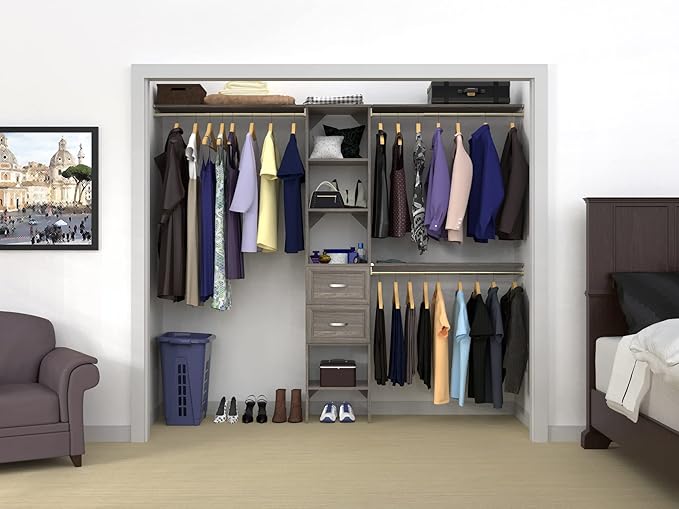 ClosetMaid SuiteSymphony Wood Closet Drawer, Add On Accessory, Shaker Style, For Storage, Closet, Clothes, 16” x 10” Size for 16 in. Units, Graphite Grey