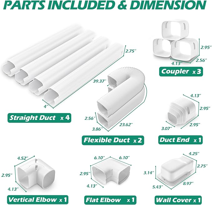 4'' 17 Ft Mini-split Line Set Covers, Line Hide Cover Kit for Mini Split Air Conditioners and Central AC