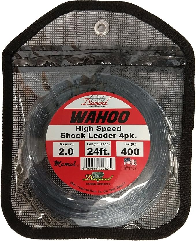 Diamond Wahoo Shock Leader 4PK - Smoke Blue