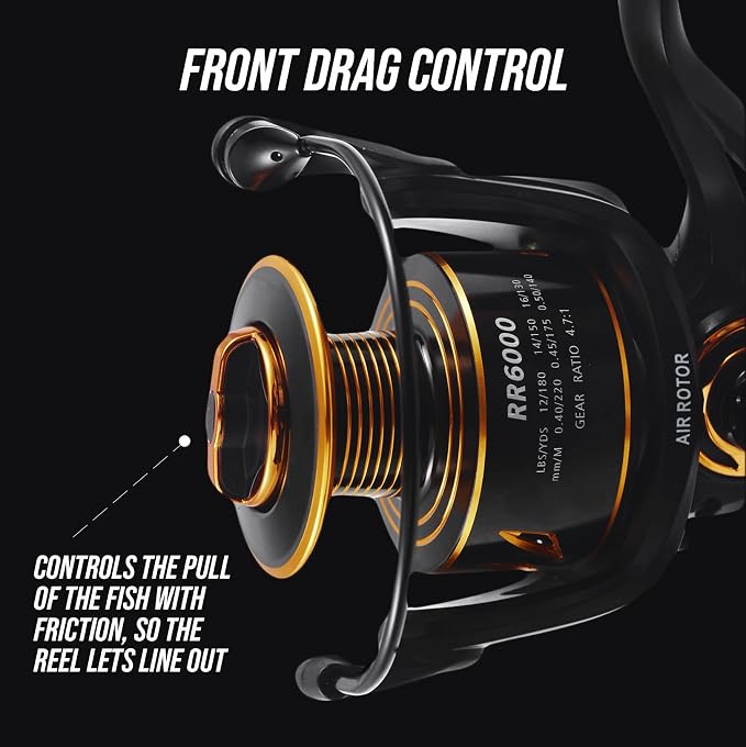 Rigged and Ready RR spin fixed-spool fishing reels 4 size options 1000, 3000, 5000, 6000. Freshwater saltwater smooth strong durable. Spare spool + bag. Spinning, Carp, Bass, Coarse, Sea & LRF angling