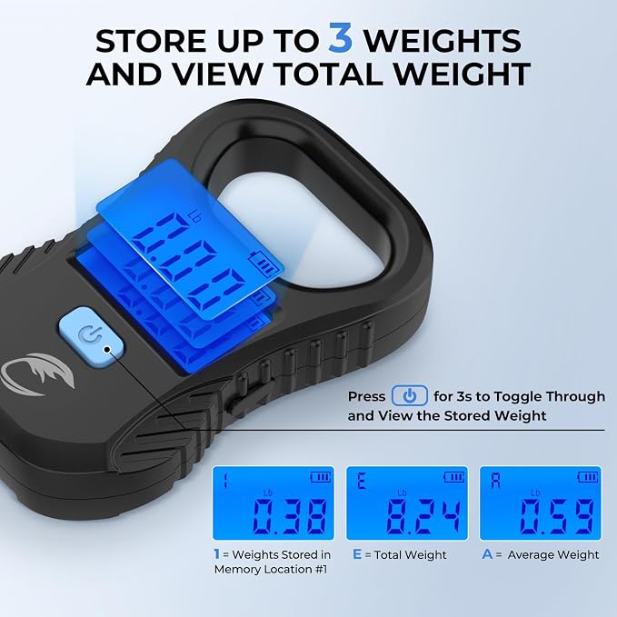 Calamus Lightweight 2pc Fishing Tool Kit – Fish Scale & Lip Gripper, Rechargeable Digital Scale with USB Cable, Lip Gripper with Soft Retractable and Detachable Measuring Tape, Fishing Gifts for Men