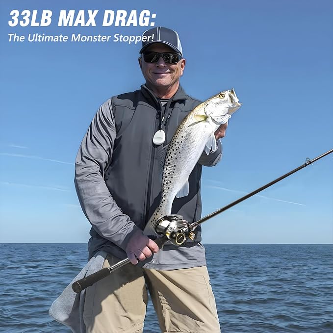 Baitcasting Reels, Baitcasting Fishing Reels, Aviation-Aluminium Spool, Aluminum Star-Shaped Trailer and Handle Arm, Drag Alarm System, 6.4:1 Gear Ratio, 8+1 Stainless Steel Bearing
