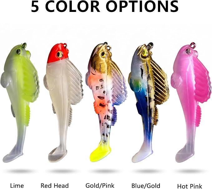 Soft Fishing Lures for Bass Fishing:Pre-Gigged Swim Baits for Saltwater or Freshwater.Soft Plastic Fishing Accessories.