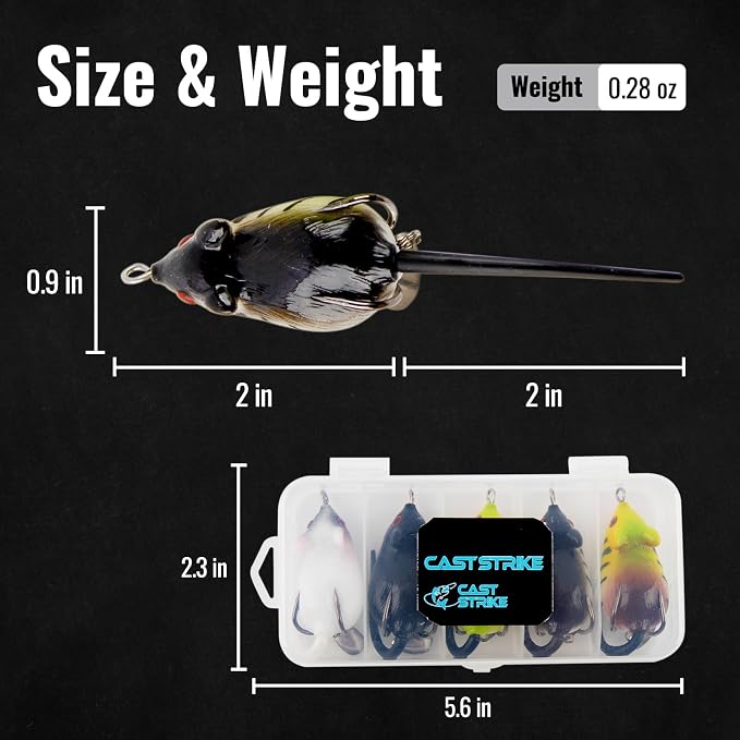 Topwater Mouse Rat Fishing Lure, 5pcs Realistic Soft Rat Bait for Bass, Trout, Pike, Muskie, Hollow Body, Weedless Double‑Barb Hooks, Spinnerbait Blade, Glide Bait & Crankbait Compatible
