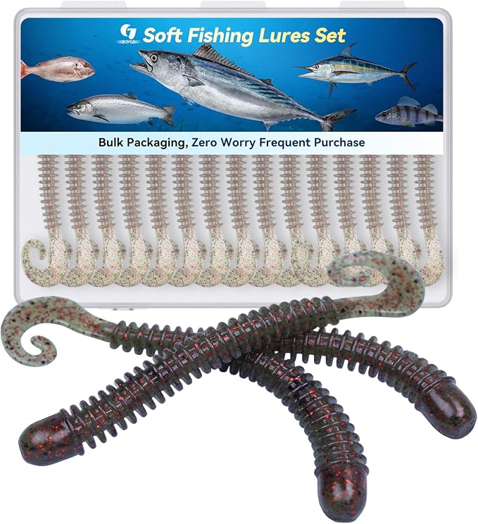 Clearance Bionics-Designed Durable Soft Plastic Fishing Lures Kit with Bonus Accessories, 3/4/5/6 Inch, 9-Type Lifelike Swimbaits in One Gear Set Included Tackle Box for Bass