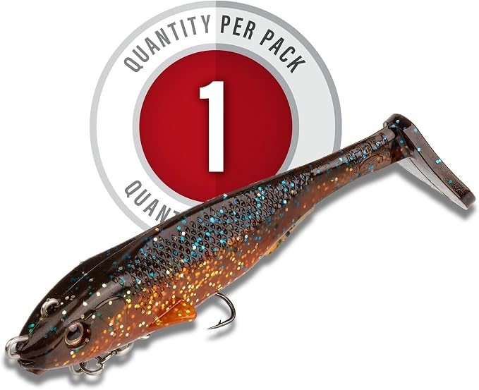 Strike King Final Copy Fishing Lure, Pre-Rigged Soft Plastic Swimbait, Free-Swinging Size 4 Treble Hook, Belly Magnetic Hook Keeper, 7/8-Ounce