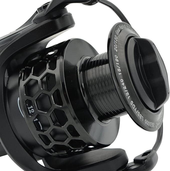 Fishdrops Spinning Fishing Reels 12+1BB Ultra Lightweight Carved Aluminum Spool Reels Affordable Smooth Spinning Reels