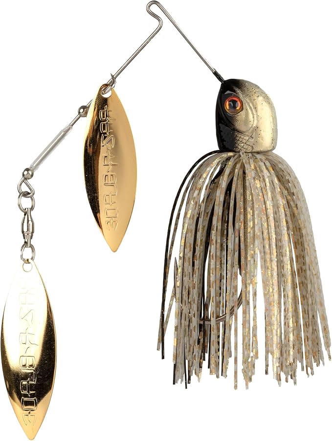 Strike King (TGBDWEL34-215) Tour Grade Bottom Dweller Spinnerbait Fishing Lure, 3/4-Ounce, Size 5/0 Hook, Tandem Raz-R Blade High RPM Blades, Hand-Tied Skirt, Golden Shiner