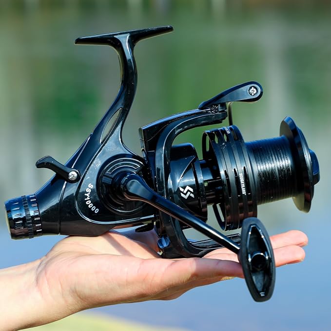 Sougayilang Free Spool Spinning Reel – 30LB Drag, 4.9:1 Gear Ratio, 9+1 Bearings, CNC Aluminum Spool, Large Line Capacity for Surf, Offshore, Catfish, Shark, Redfish