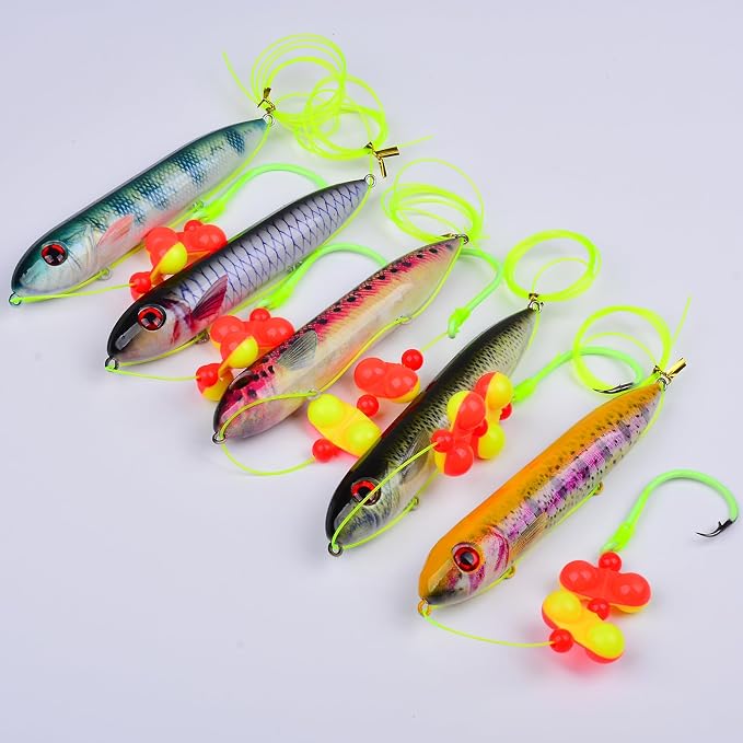 PROBEROS Catfish Fishing Rigs - Bank Fishing Set with 5pcs/Set, 6/0, 8/0, 10/0 Circle Hooks Circle Hooks, High Visibility, Ready to Use Catfish Rigs