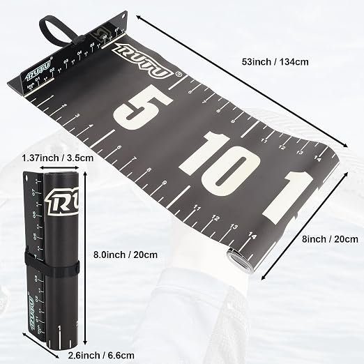 RUTU 53" Fish Ruler Glow in The Dark, Waterproof Fish Measuring Board, Foldable Fish Measuring Tape for Boats, Kayaks, Rafts and Outdoor Fishing, 53x8 inch, Glow-in-the-Dark Night Use