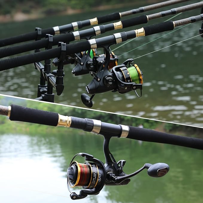Sougayilang Bait Feeder Spinning Reels,33Lbs Drag Carp Fishing Reel Front and Rear Drag System, Freshwater Fishing Reel for Live Liner Bait Fishing for Catfish Fishing