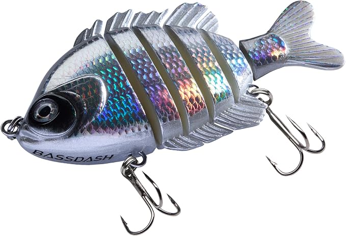 BASSDASH SwimPanfish Multi Jointed Panfish Bluegill Swimbaits Hard Topwater Bass Lures Fishing Lure Crank Saltwater 3.5in/0.85oz