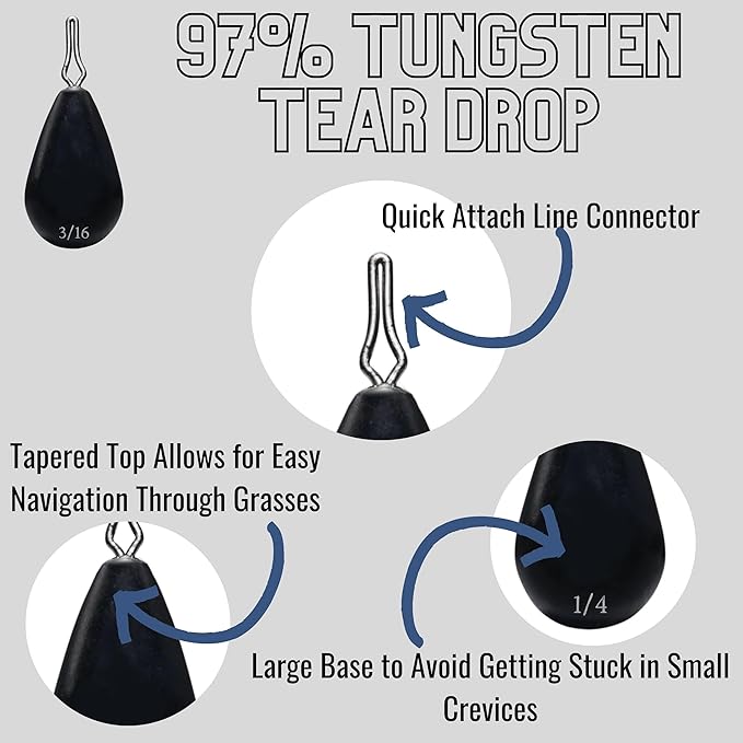 Reaction Tackle Tungsten Drop Shot Weights - Fishing Sinkers for Bass Drop Shot Rig - Size Stamped - Freshwater and Saltwater