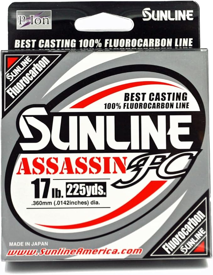 Sunline Assassin FC Fluorocarbon Fishing Line – 100% Fluorocarbon, P-Ion Technology, Multiple Line Weights & Spool Sizes