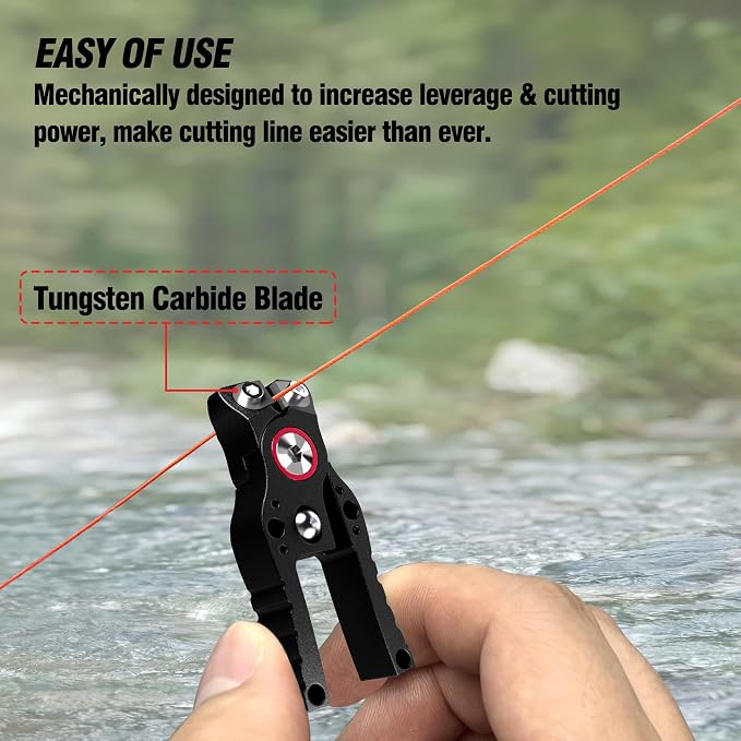 Fishing Line Cutter with Retractable Buckles, Tungsten Carbide Blade & Central Locking - Smooth, Corrosion-Resistant Cuts for Braid, Mono, Fluoro in Saltwater Fishing