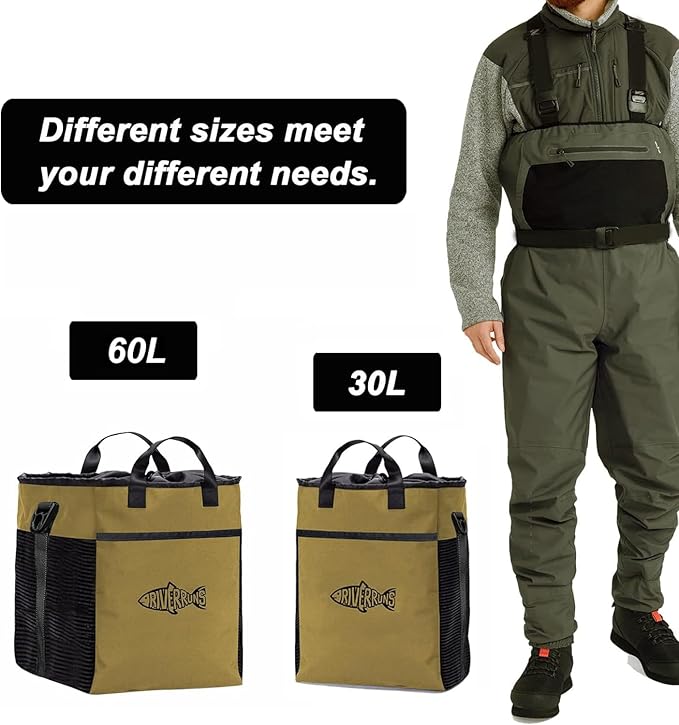 Riverruns Fishing Hunting Wader Bag with Vented Mesh, Waders Boots Bag, Fly Fish Storage Bag for Fishing, Hiking, Camping