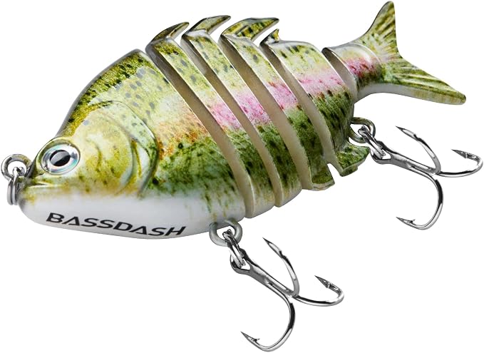 Bassdash SwimPanfish 0.34oz Hard Swimbaits Multi Jointed Topwater Trout Bass Fishing Crank Lure for Freshwater and Saltwater