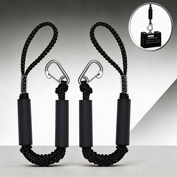 2 PK Black Bungee Dock Lines for Boats 3 FT with 316 Stainless Clip Boat Accessories Marine Grade Boat Rope Boating Accessories Boat Dock Lines Jet Ski or PWC Mooring Boat Lines & Dock Ties
