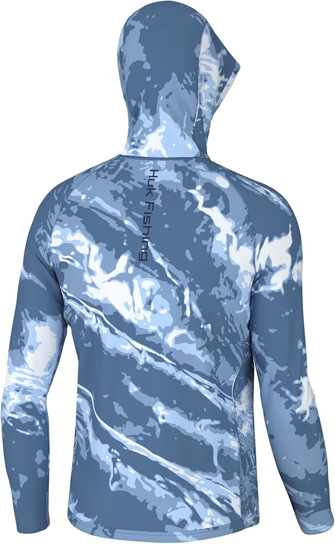 HUK Mens Pursuit Pattern Crew Sleeve Shirt, Performance Shirt