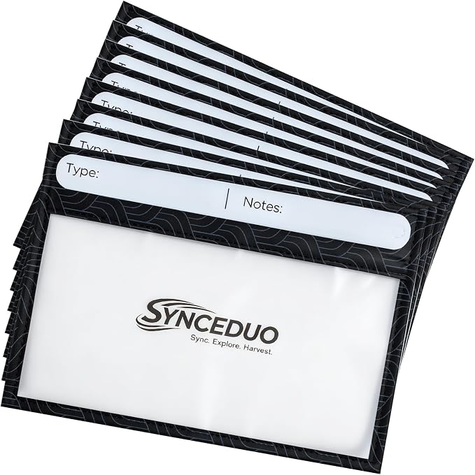 Synceuo 50pcs Soft Plastic Bait Bags, 7"x5" Reusable Bait Packaging Storage with Label Strips for Fishing Lure Making Supplies, Clear Soft Bait Binder Small Tackle Organizer