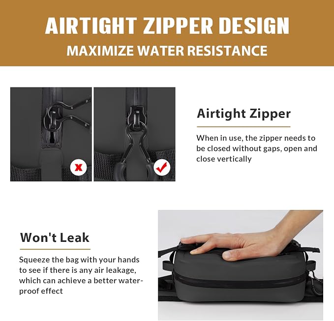 THKFISH Waterproof Fishing Waist Pack with Fishing Rod Holder, Airtight Zipper Closure, Lightweight Sling Fishing Waist Bag for Fly Fishing