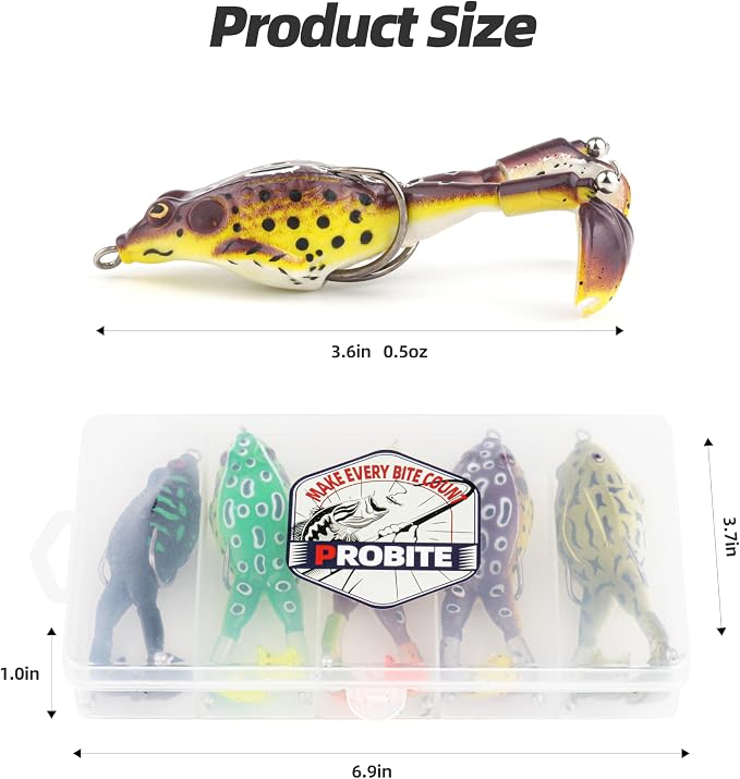 Soft Frog Lures, Topwater Swimbaits for Bass Fishing, Realistic PVC Design, Weedless Hooks, Perfect for Freshwater & Saltwater, Effective Fishing Lures for Pike & Snakehead