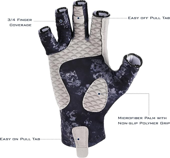 KastKing La Sal Fishing Gloves UPF50+ Sun Gloves UV Protection Fingerless Gloves Men Women for Outdoor, Kayaking, Rowing, Paddling, Canoeing, Hunting
