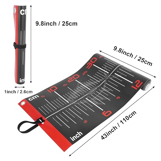 RUTU 43-inch Fishing Tape Measure, 110cm Outdoor Fishing Measuring Ruler, Dual-Scale Fishing Tape, Metric and Imperial Measurements, Waterproof UV-Resistant Fishing Measuring Tool, 25cm/9.8-in Width