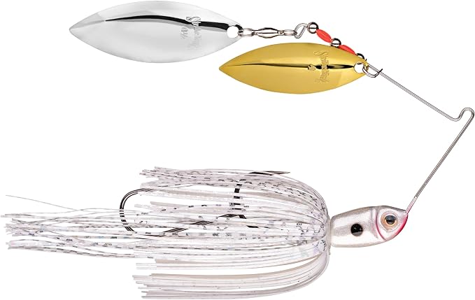 Strike King (PPL12WW-204GS) Premier Plus Spinnerbait Fishing Lure, 204 - White, 1/2 oz, Advanced Perfect Skirt with Magic Tails