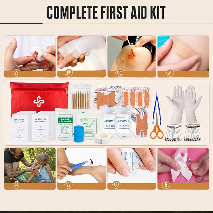 Survival Kit, 250Pcs Survival Gear First Aid Kit with Molle System Compatible Bag and Emergency Tent, Emergency Kit for Earthquake, Outdoor Adventure, Hiking, Hunting, Gifts for Men Women