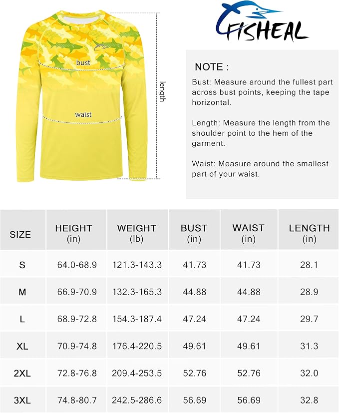 FISHEAL Men's Long Sleeve Fishing Shirts, UPF 50+ Camo Sun Protection Rash Guard, UV Shirt for Swimming Hunting Outdoor