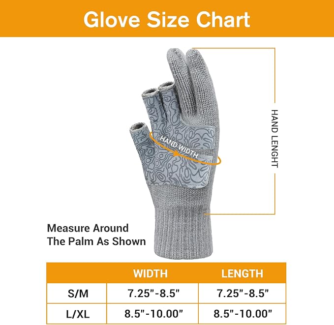 Jökulríki Merino Wool Gloves 3-Cut Fingerless Gloves for Men Women Cold Weather Winter Fishing Photography