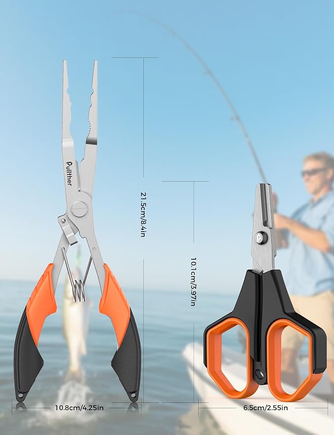 Fishing Tools Kit, Fishing Pliers,Fishing Scissors, Fishing Line Cutter for Braided Fishing Line,Fishing Gear with Lanyard