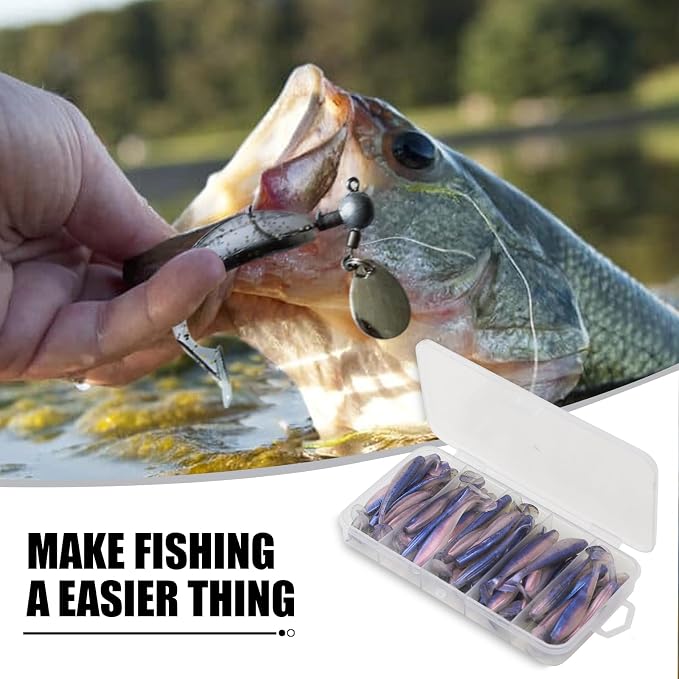 MAFIMOEA 50 Pcs Soft Fishing Lures Plastic Paddle Tail Swim Baits Kit for Bass Trout Walleye Crappie 5 Mixed Colors Fishing Soft Plastic Lure Kit 5.5CM