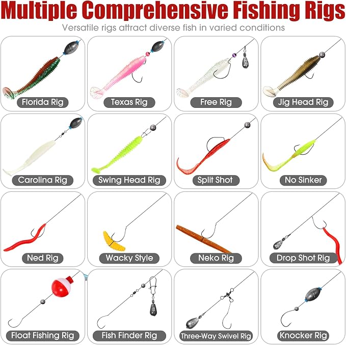 517 Pcs Father's Day Large 3 Layers Tackle Box with Tackle Fishing Lures Kit Included Pliers, Fish Lip Gripper, Crankbait, Hooks, Other Accessories Fishing Kit for Men Gifts(Black White)