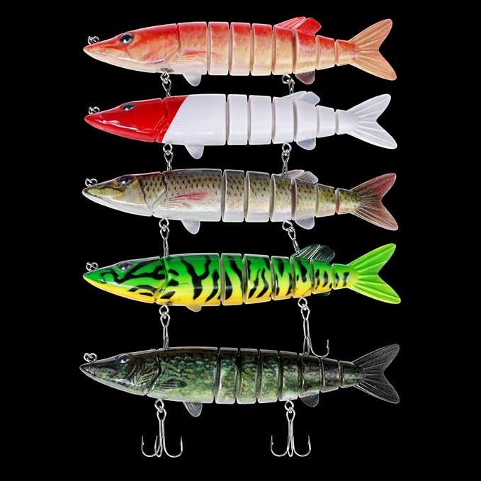 Bass Fishing Lures, Jointed Swimbait Glide Bait for Bass, Trout & Pike – Lifelike Fishing Lure with 3D Eyes, Built-in Rattle Chamber, Triple Hook – Realistic Fishing Lures for Freshwater & Saltwater